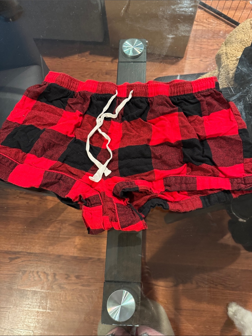 Women’s Plaid Lounge Shorts - Red & Black